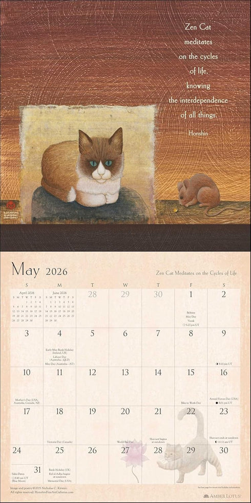 ZEN CAT 2026 WALL CALENDAR